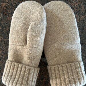 Felted 100% Lambs Wool Handcrafted Mittens - Oatmeal color